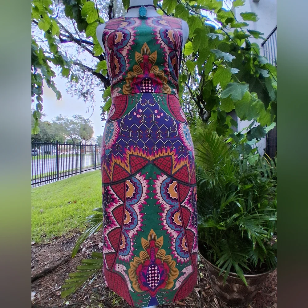🔥NEW MAEVE ANTHROPOLOGY Vibrant Multicolor Backless Dress Size 0 & FREE GIFT - Picture 2 of 14
